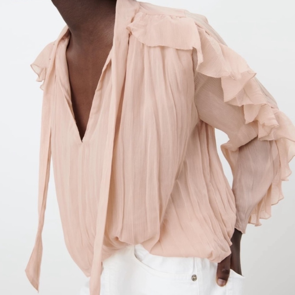 ZARA ruffled blouse with bow